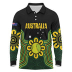 Personalised Australia Tennis Long Sleeve Polo Shirt Go Aussie Aboriginal Art - Aussie Hoodie