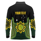 Personalised Australia Tennis Long Sleeve Polo Shirt Go Aussie Aboriginal Art - Aussie Hoodie