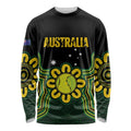 Personalised Australia Tennis Long Sleeve Shirt Go Aussie Aboriginal Art - Aussie Hoodie