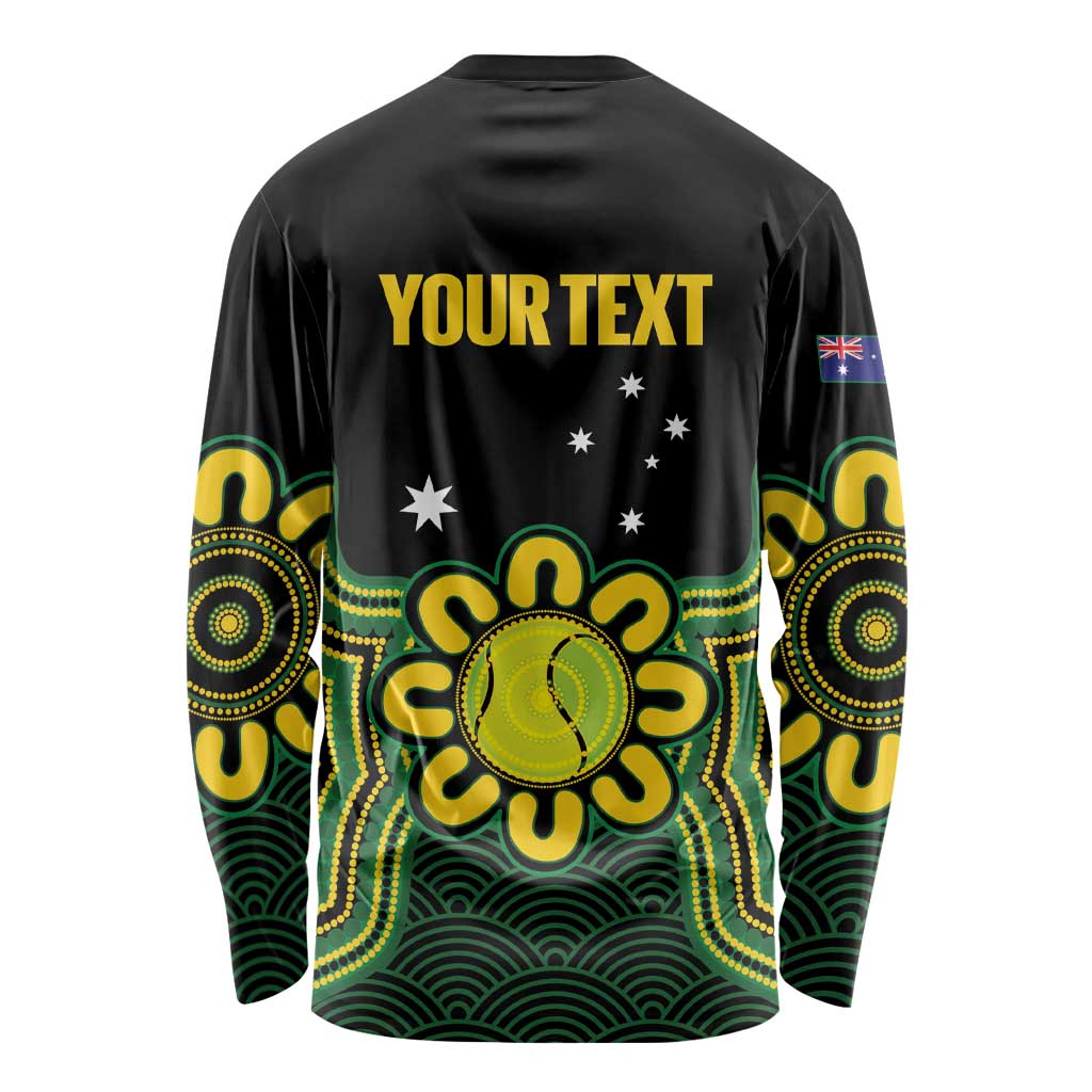 Personalised Australia Tennis Long Sleeve Shirt Go Aussie Aboriginal Art - Aussie Hoodie