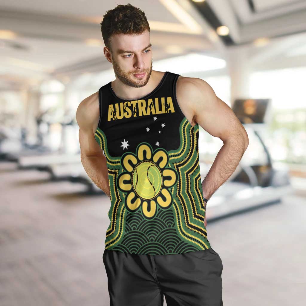 Personalised Australia Tennis Men Tank Top Go Aussie Aboriginal Art - Aussie Hoodie