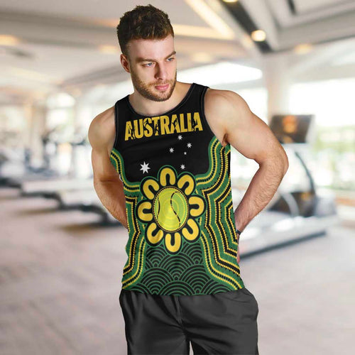 Personalised Australia Tennis Men Tank Top Go Aussie Aboriginal Art - Aussie Hoodie