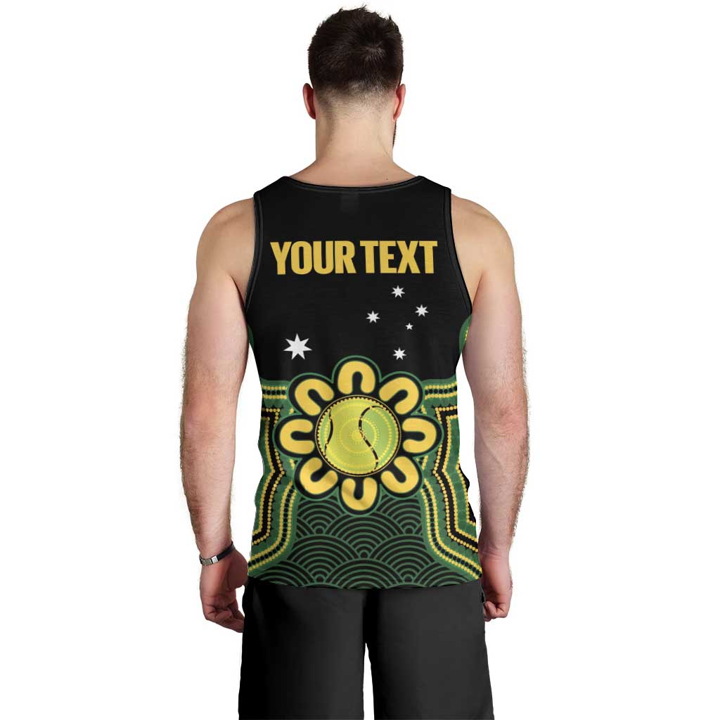 Personalised Australia Tennis Men Tank Top Go Aussie Aboriginal Art - Aussie Hoodie