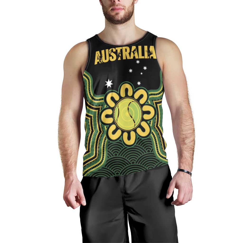 Personalised Australia Tennis Men Tank Top Go Aussie Aboriginal Art - Aussie Hoodie