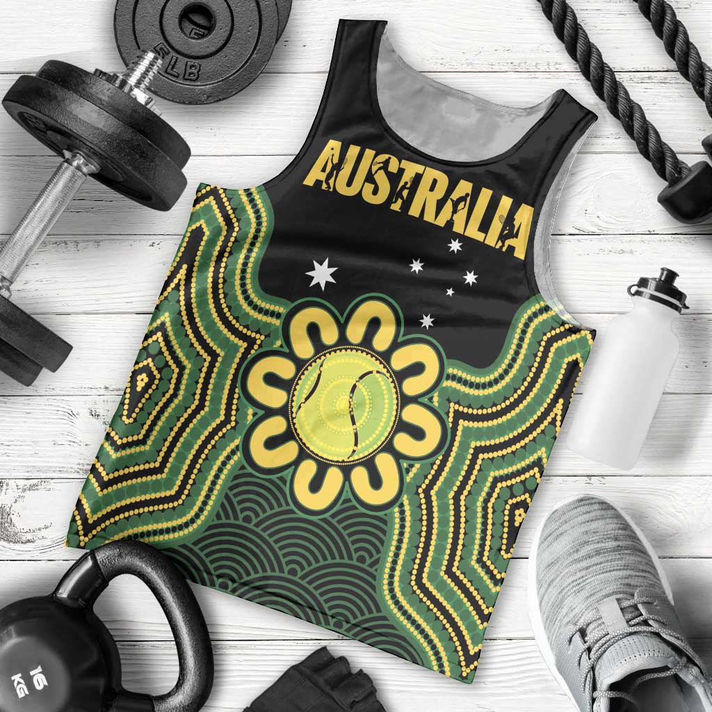 Personalised Australia Tennis Men Tank Top Go Aussie Aboriginal Art - Aussie Hoodie