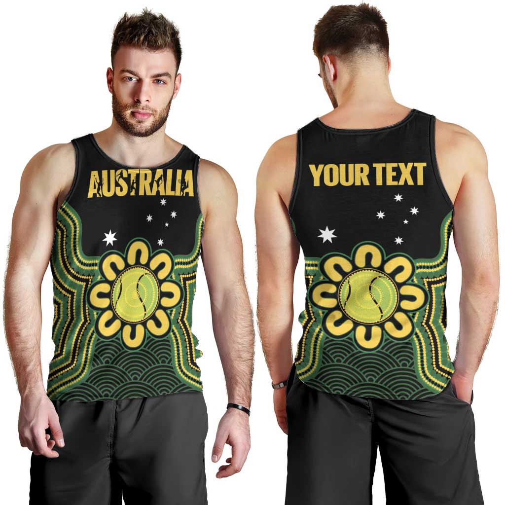 Personalised Australia Tennis Men Tank Top Go Aussie Aboriginal Art - Aussie Hoodie