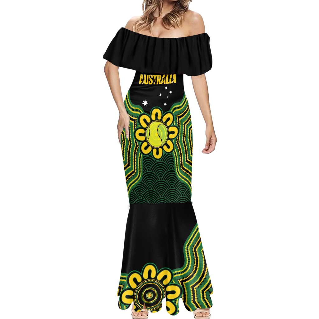 Personalised Australia Tennis Mermaid Dress Go Aussie Aboriginal Art - Aussie Hoodie