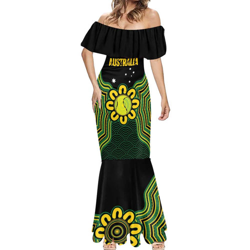 Personalised Australia Tennis Mermaid Dress Go Aussie Aboriginal Art - Aussie Hoodie