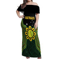 Personalised Australia Tennis Off Shoulder Maxi Dress Go Aussie Aboriginal Art - Aussie Hoodie