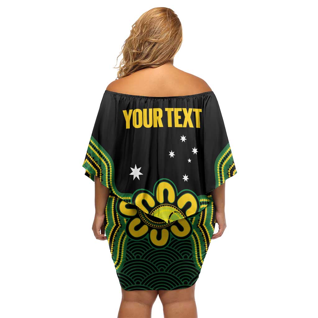 Personalised Australia Tennis Off Shoulder Short Dress Go Aussie Aboriginal Art - Aussie Hoodie