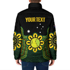 Personalised Australia Tennis Padded Jacket Go Aussie Aboriginal Art - Aussie Hoodie