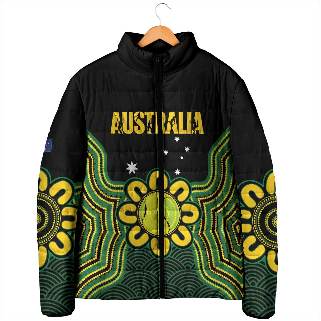 Personalised Australia Tennis Padded Jacket Go Aussie Aboriginal Art - Aussie Hoodie