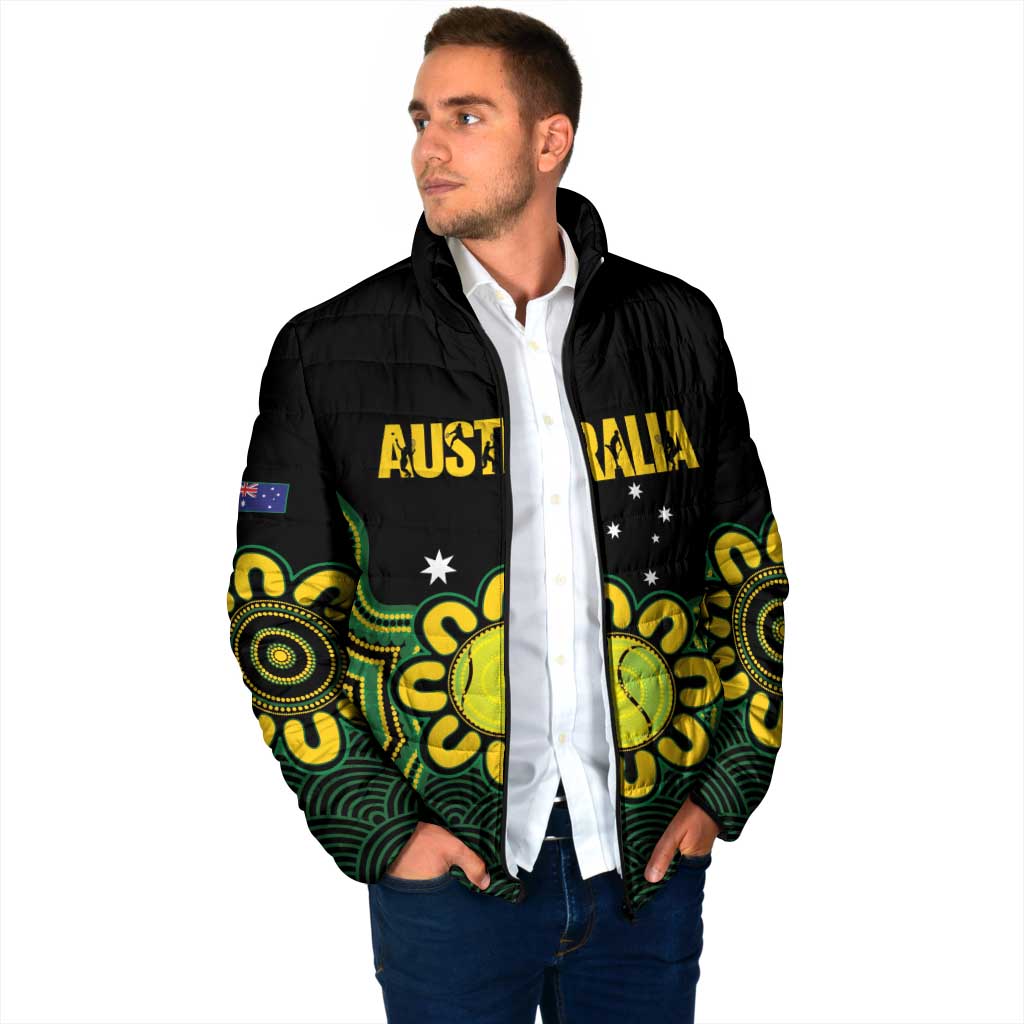 Personalised Australia Tennis Padded Jacket Go Aussie Aboriginal Art - Aussie Hoodie