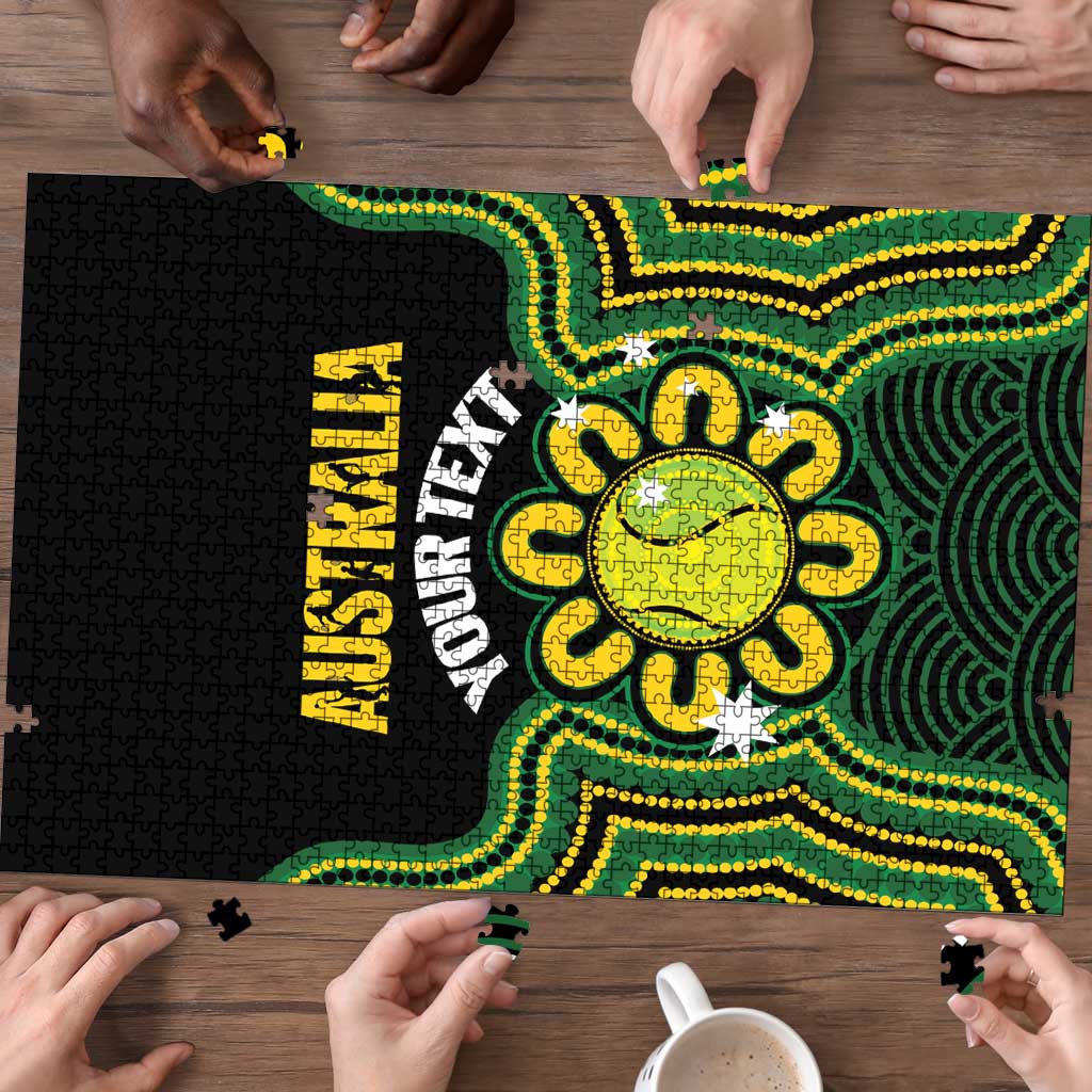 Personalised Australia Tennis Puzzle Go Aussie Aboriginal Art - Aussie Hoodie