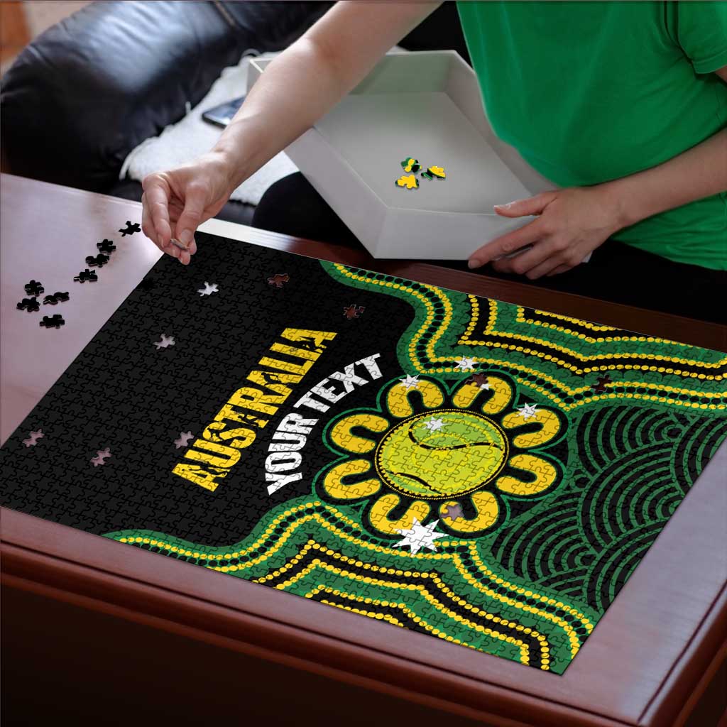 Personalised Australia Tennis Puzzle Go Aussie Aboriginal Art - Aussie Hoodie