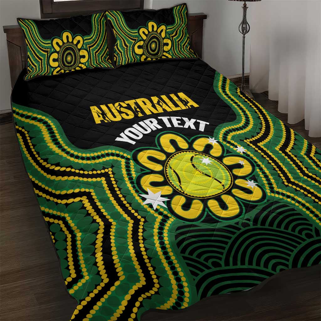 Personalised Australia Tennis Quilt Bed Set Go Aussie Aboriginal Art - Aussie Hoodie