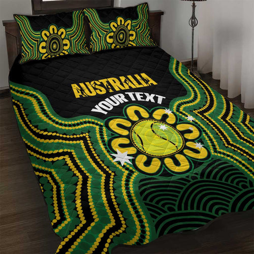 Personalised Australia Tennis Quilt Bed Set Go Aussie Aboriginal Art - Aussie Hoodie