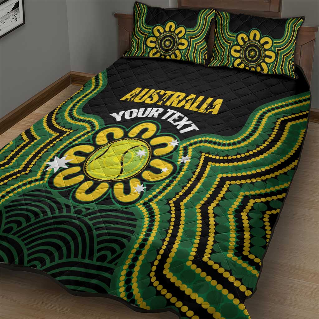 Personalised Australia Tennis Quilt Bed Set Go Aussie Aboriginal Art - Aussie Hoodie