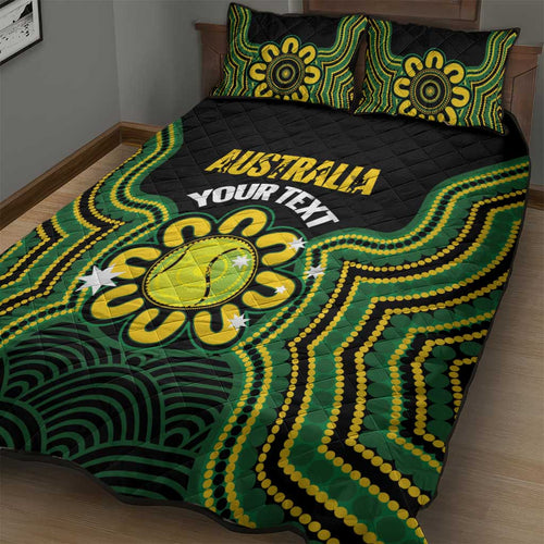 Personalised Australia Tennis Quilt Bed Set Go Aussie Aboriginal Art - Aussie Hoodie