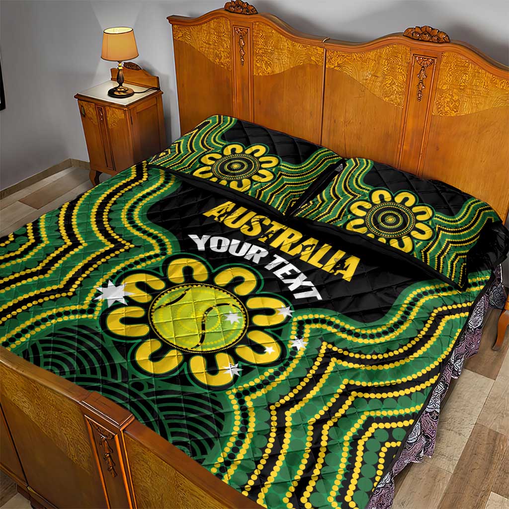 Personalised Australia Tennis Quilt Bed Set Go Aussie Aboriginal Art - Aussie Hoodie