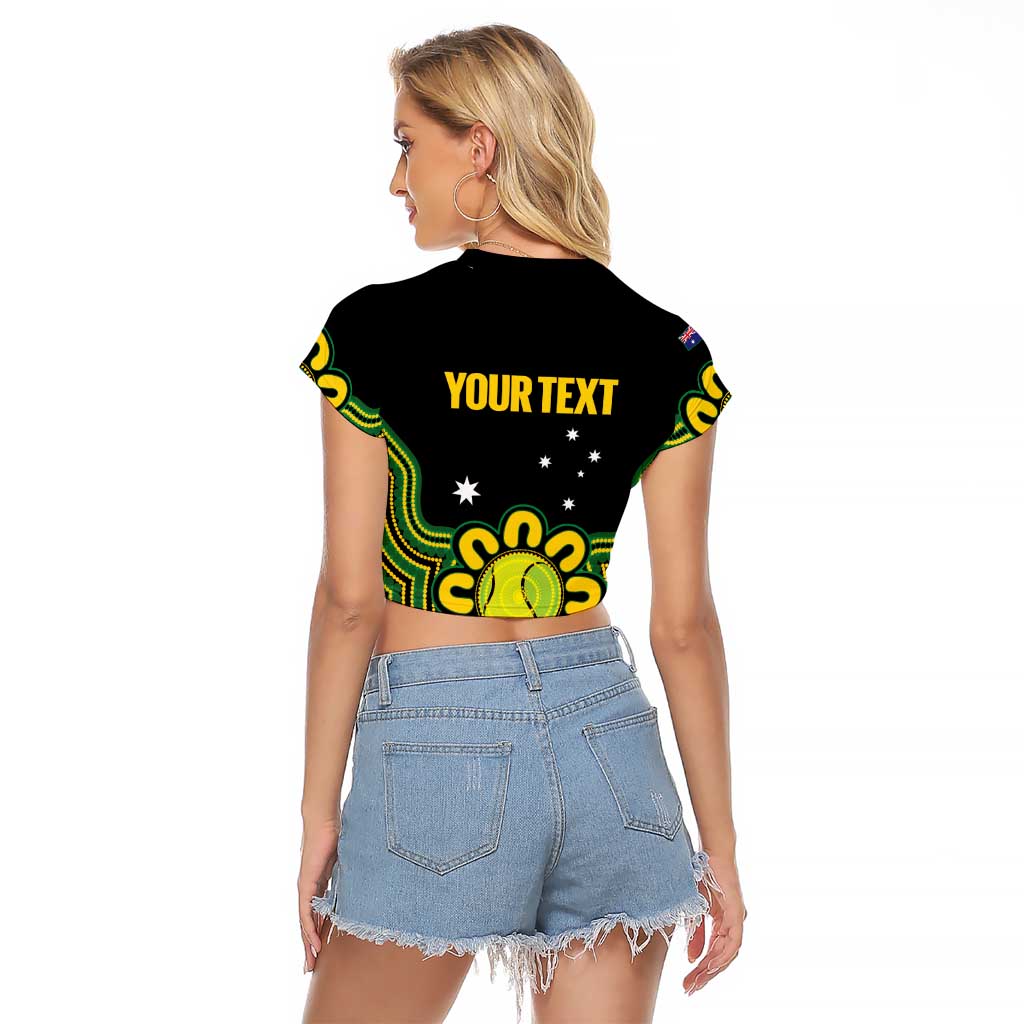 Personalised Australia Tennis Raglan Cropped T Shirt Go Aussie Aboriginal Art - Aussie Hoodie