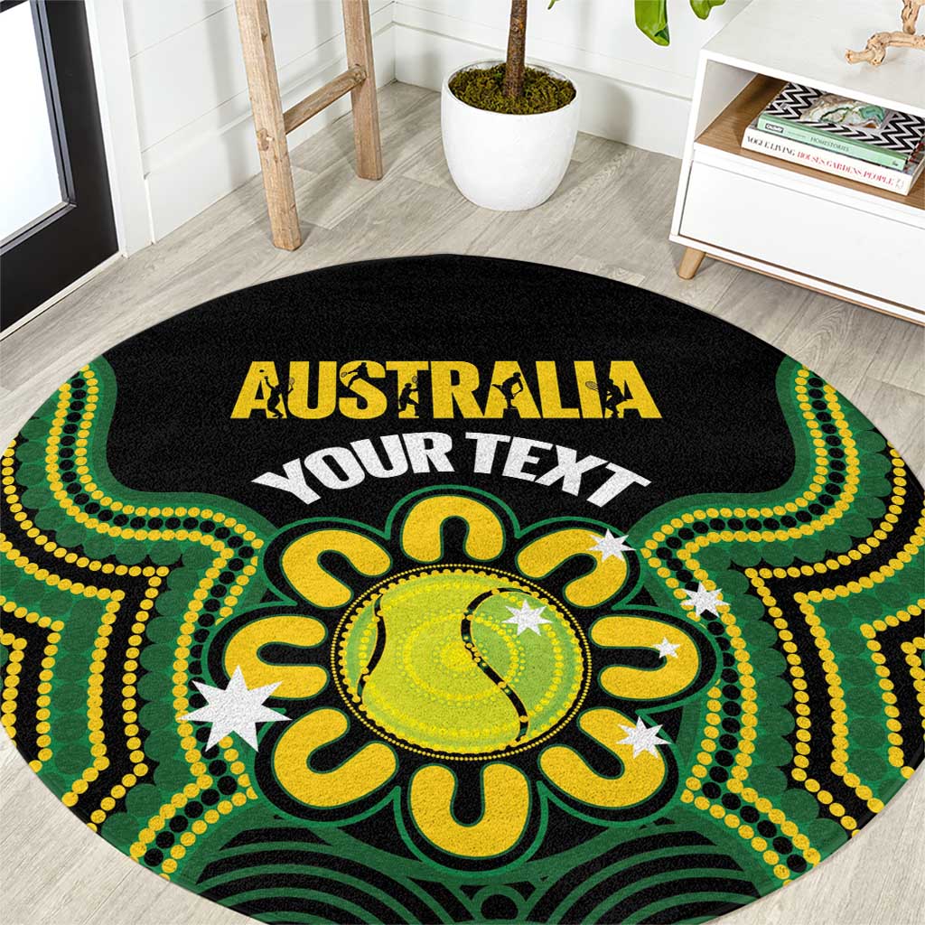 Personalised Australia Tennis Round Carpet Go Aussie Aboriginal Art - Aussie Hoodie