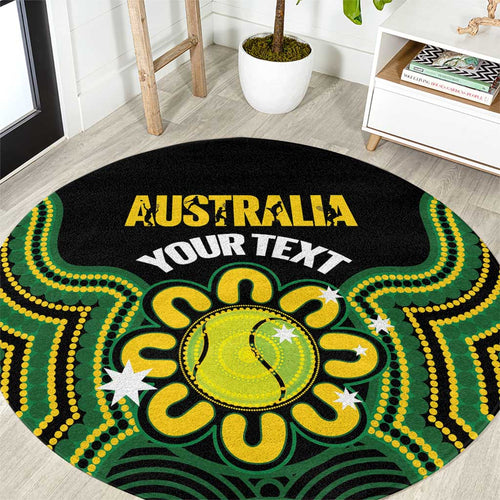 Personalised Australia Tennis Round Carpet Go Aussie Aboriginal Art - Aussie Hoodie