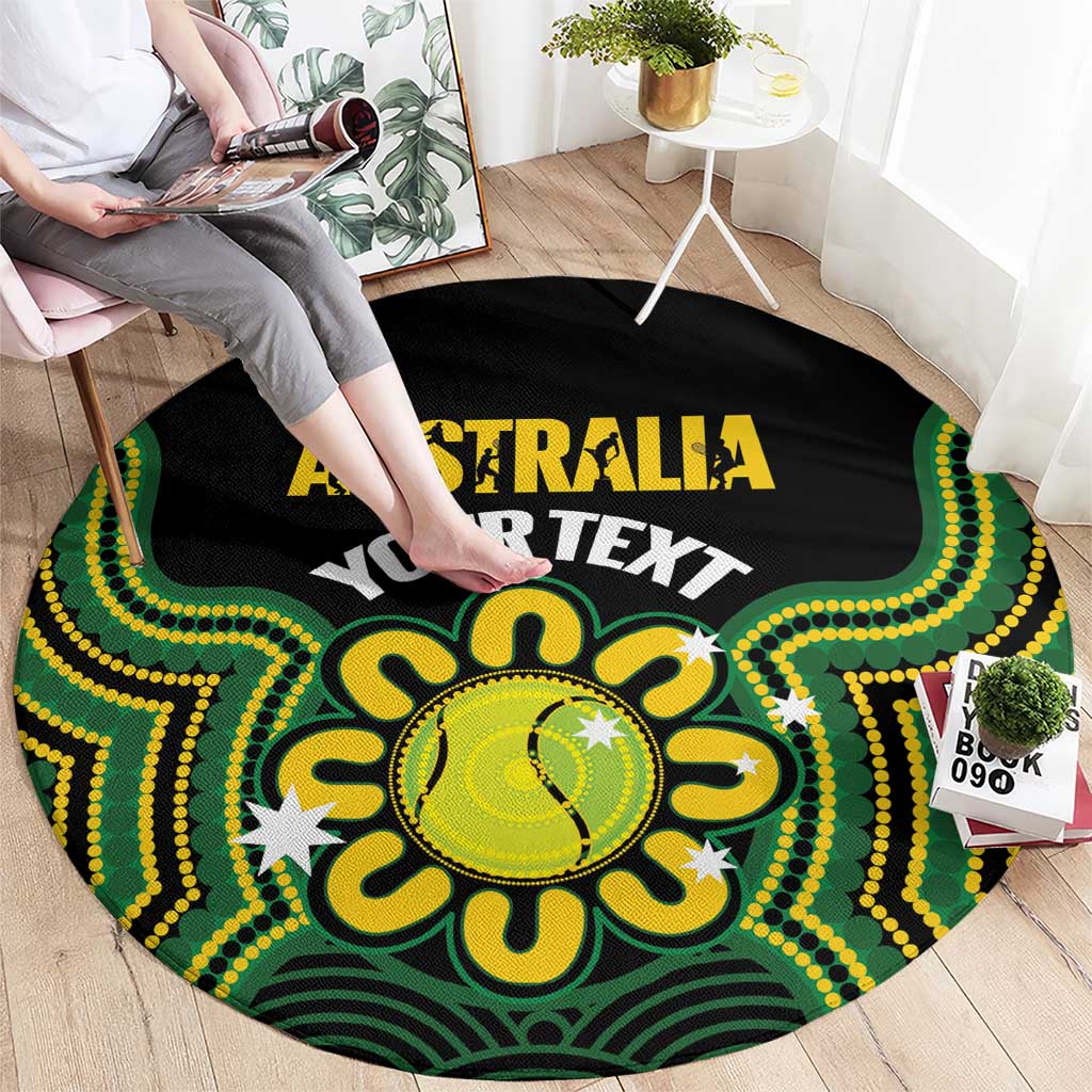 Personalised Australia Tennis Round Carpet Go Aussie Aboriginal Art - Aussie Hoodie