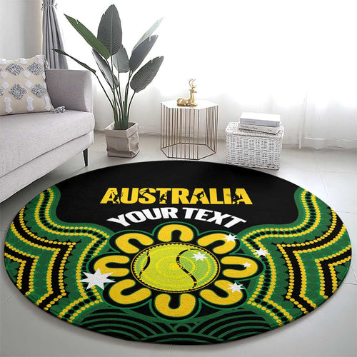 Personalised Australia Tennis Round Carpet Go Aussie Aboriginal Art - Aussie Hoodie