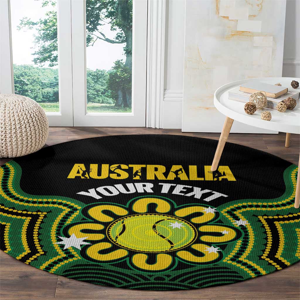 Personalised Australia Tennis Round Carpet Go Aussie Aboriginal Art - Aussie Hoodie