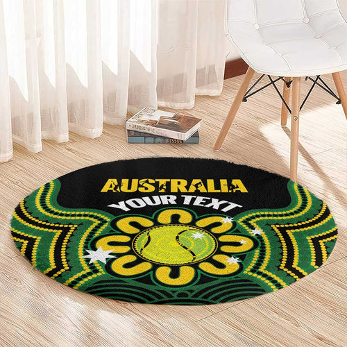 Personalised Australia Tennis Round Carpet Go Aussie Aboriginal Art - Aussie Hoodie