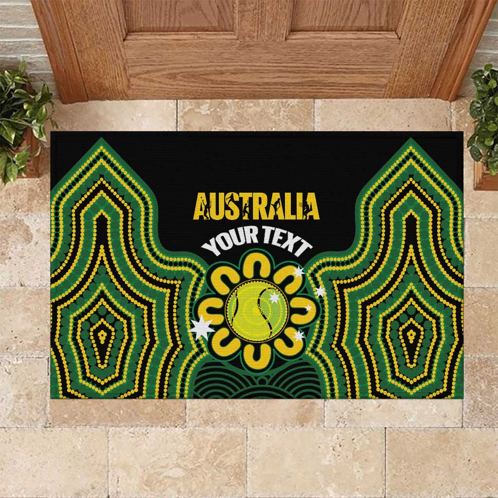 Personalised Australia Tennis Rubber Doormat Go Aussie Aboriginal Art - Aussie Hoodie