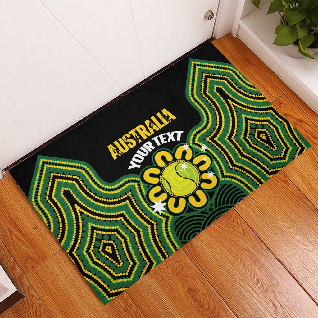 Personalised Australia Tennis Rubber Doormat Go Aussie Aboriginal Art - Aussie Hoodie