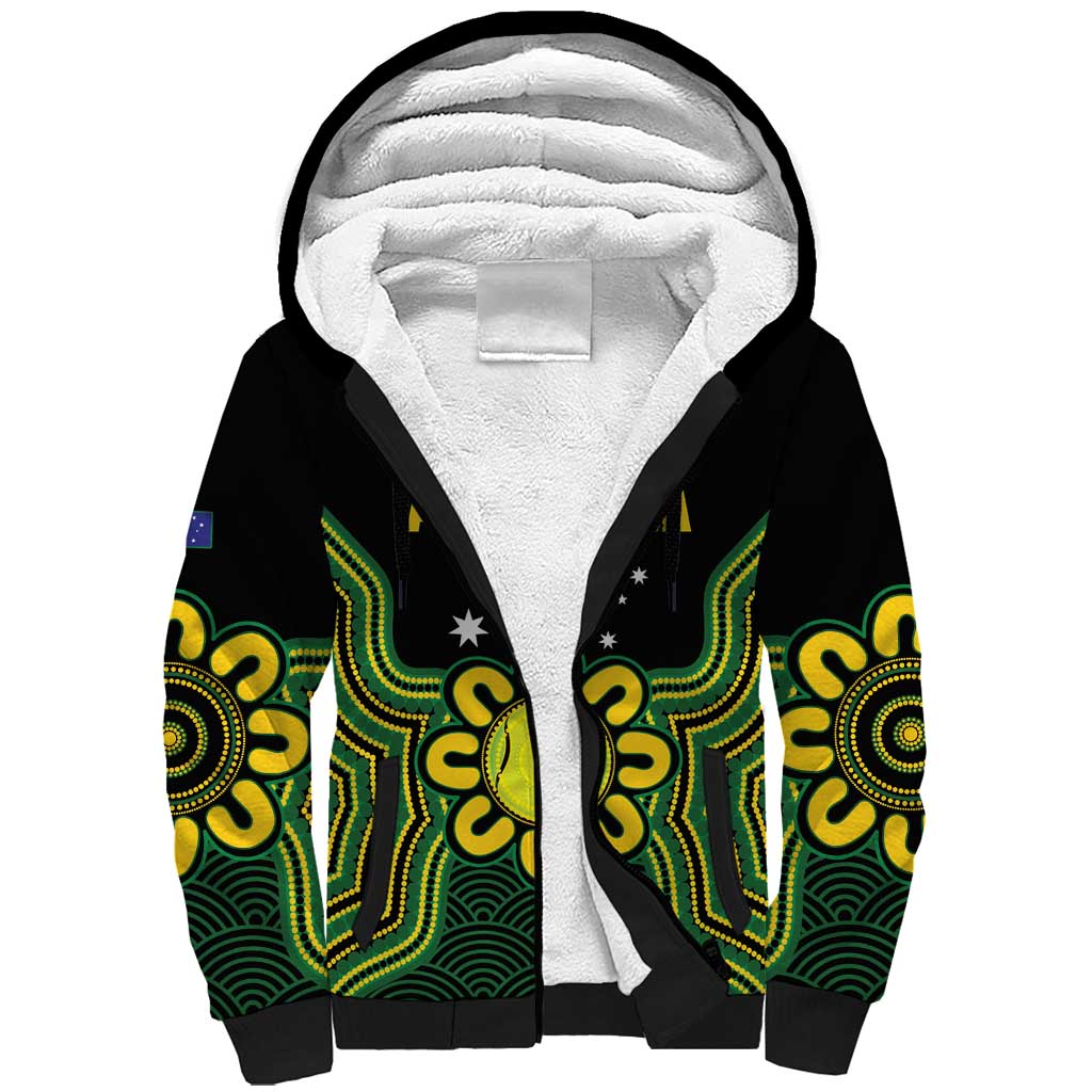 Personalised Australia Tennis Sherpa Hoodie Go Aussie Aboriginal Art - Aussie Hoodie