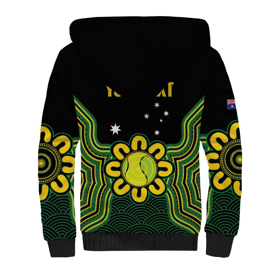 Personalised Australia Tennis Sherpa Hoodie Go Aussie Aboriginal Art - Aussie Hoodie