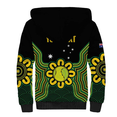 Personalised Australia Tennis Sherpa Hoodie Go Aussie Aboriginal Art - Aussie Hoodie