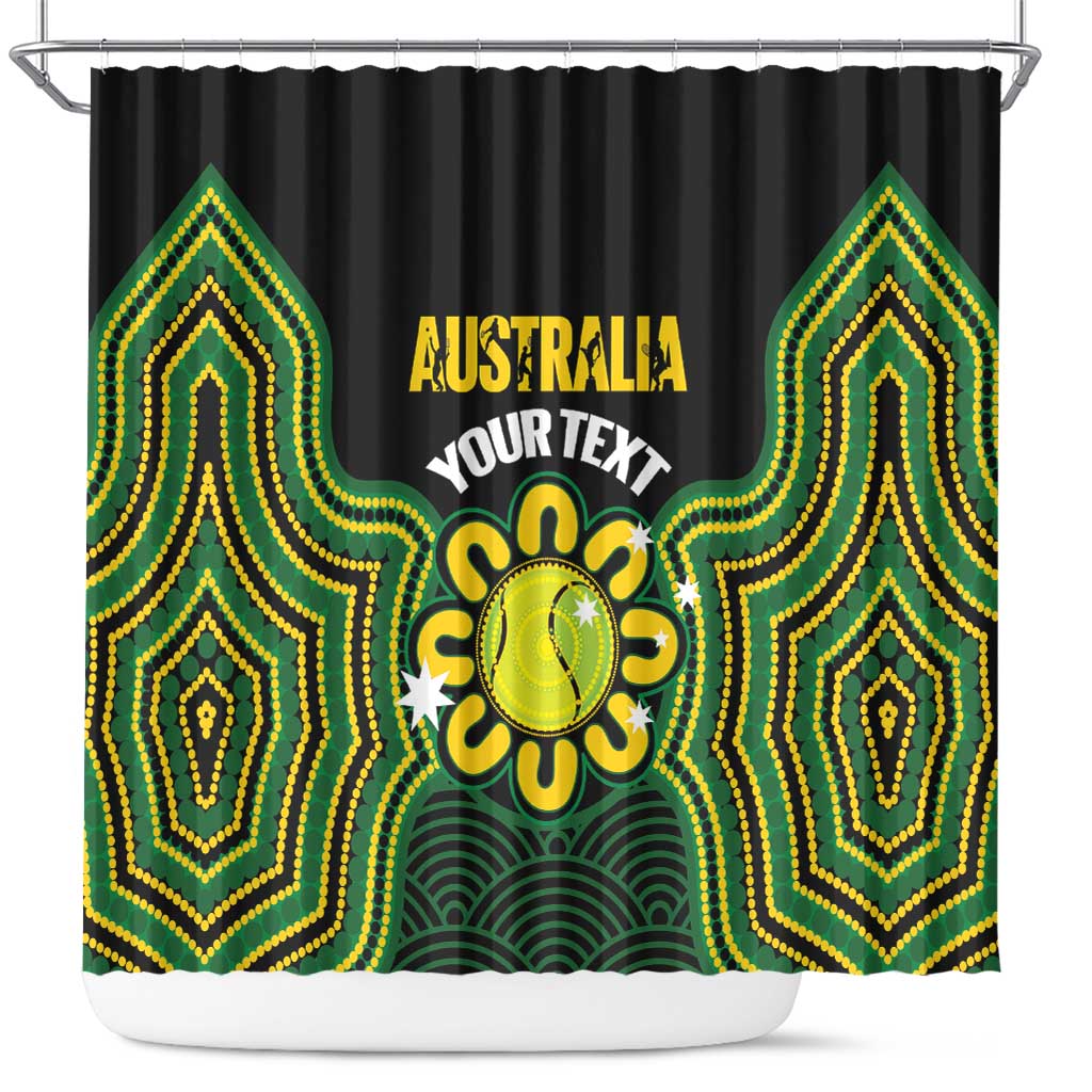 Personalised Australia Tennis Shower Curtain Go Aussie Aboriginal Art - Aussie Hoodie