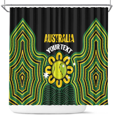 Personalised Australia Tennis Shower Curtain Go Aussie Aboriginal Art - Aussie Hoodie