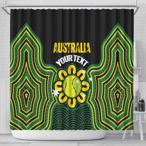 Personalised Australia Tennis Shower Curtain Go Aussie Aboriginal Art - Aussie Hoodie