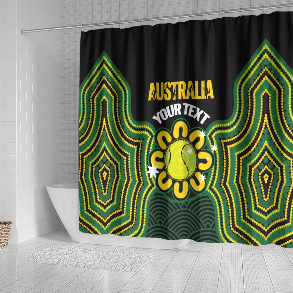 Personalised Australia Tennis Shower Curtain Go Aussie Aboriginal Art - Aussie Hoodie