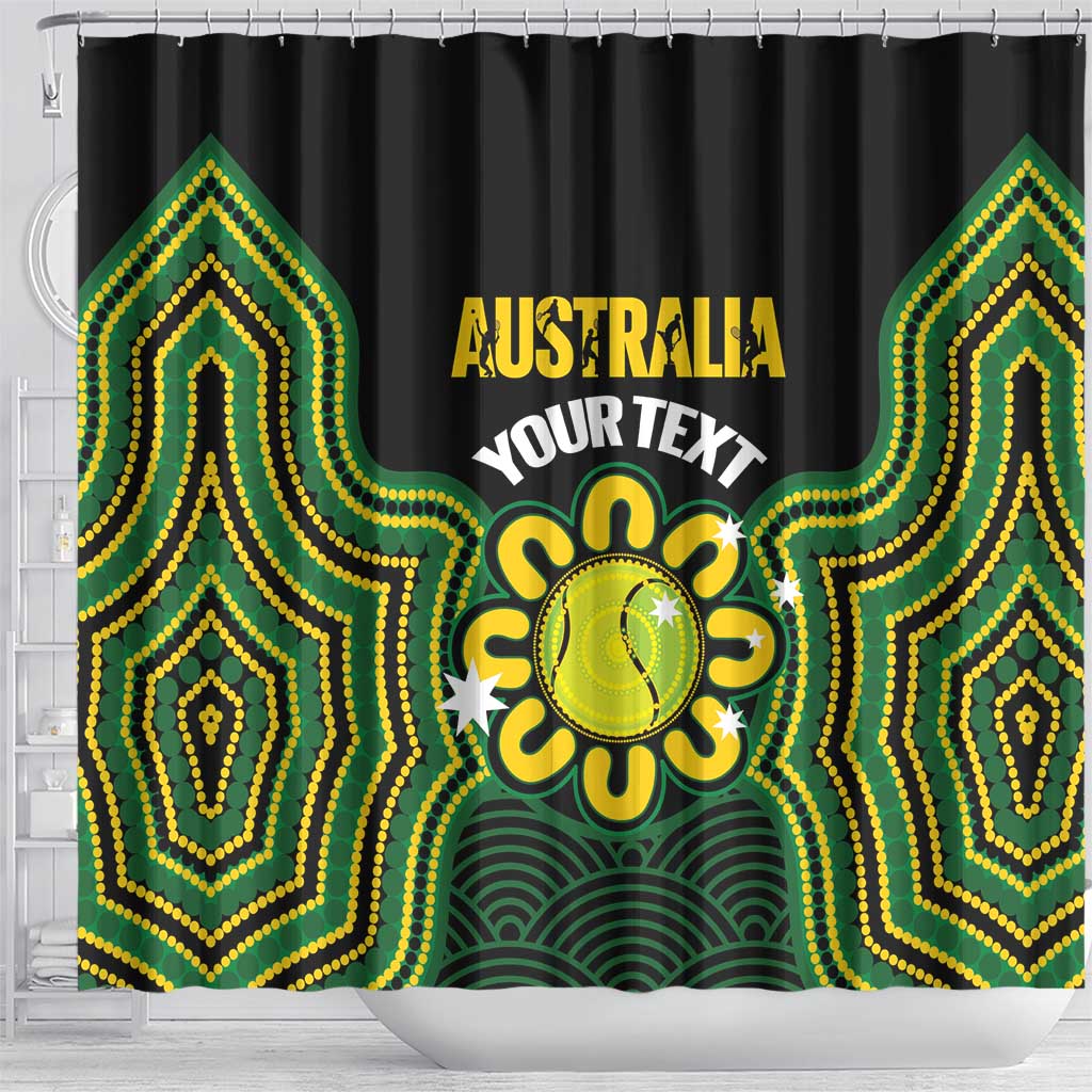Personalised Australia Tennis Shower Curtain Go Aussie Aboriginal Art - Aussie Hoodie