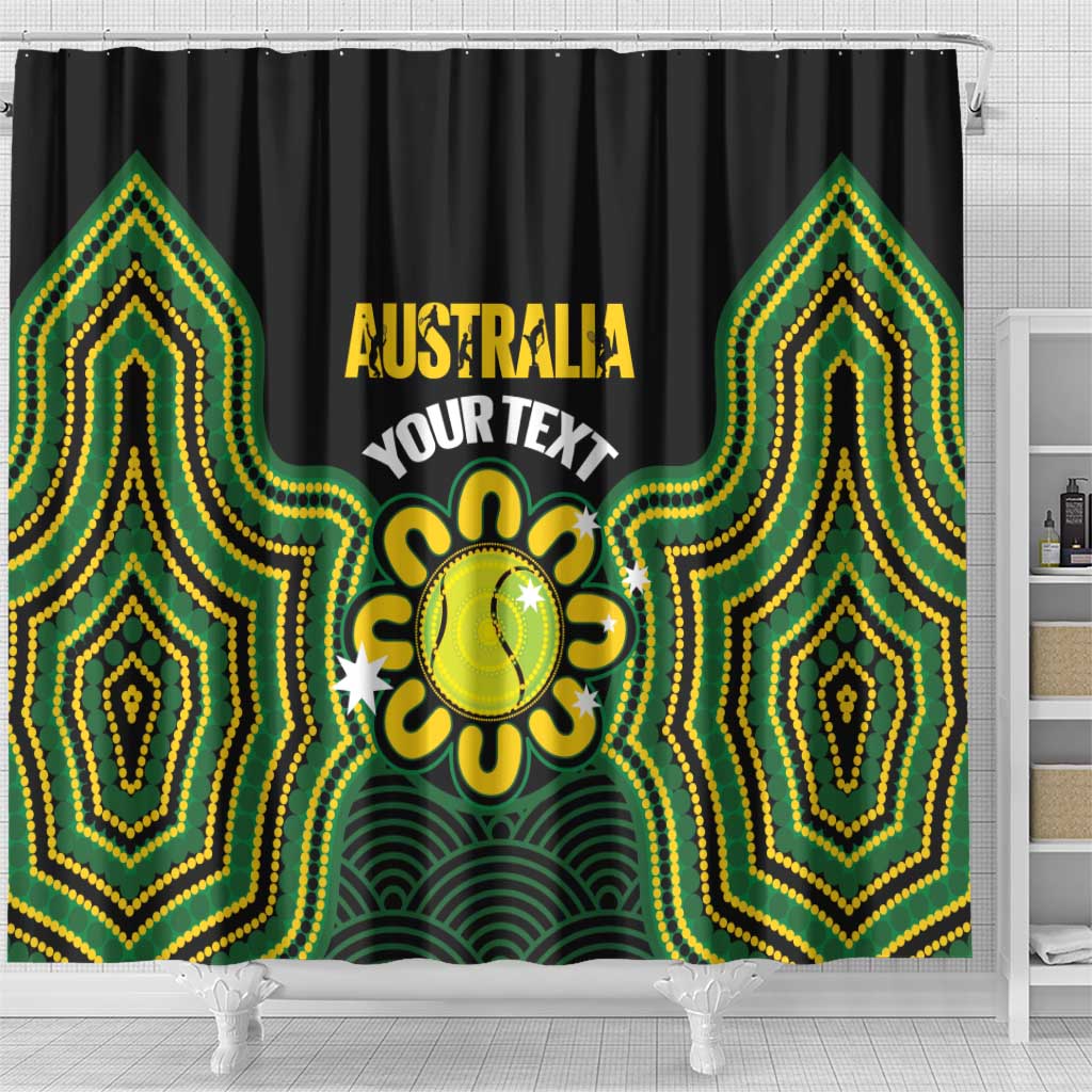 Personalised Australia Tennis Shower Curtain Go Aussie Aboriginal Art - Aussie Hoodie