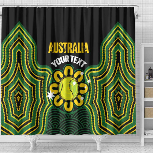Personalised Australia Tennis Shower Curtain Go Aussie Aboriginal Art - Aussie Hoodie