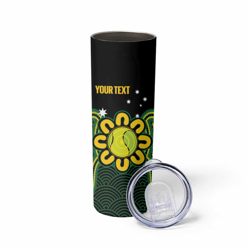 Personalised Australia Tennis Skinny Tumbler Go Aussie Aboriginal Art - Aussie Hoodie