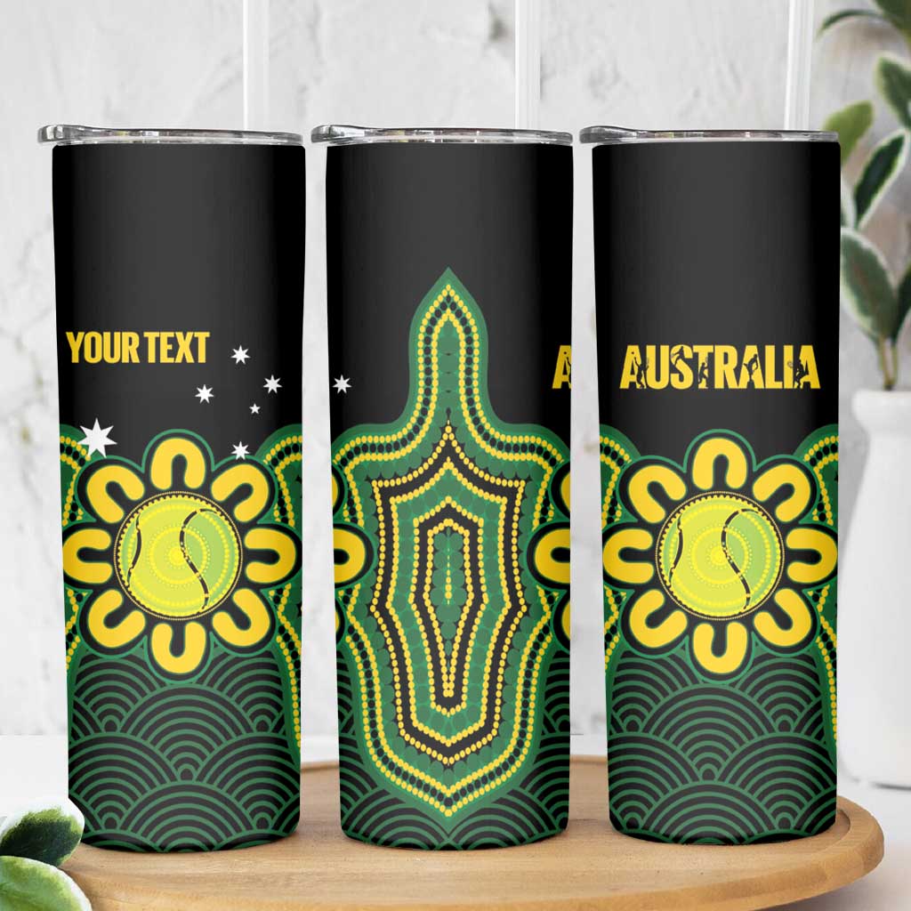 Personalised Australia Tennis Skinny Tumbler Go Aussie Aboriginal Art - Aussie Hoodie