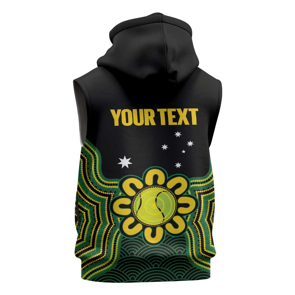Personalised Australia Tennis Sleeveless Hoodie Go Aussie Aboriginal Art - Aussie Hoodie