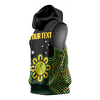 Personalised Australia Tennis Sleeveless Hoodie Go Aussie Aboriginal Art - Aussie Hoodie