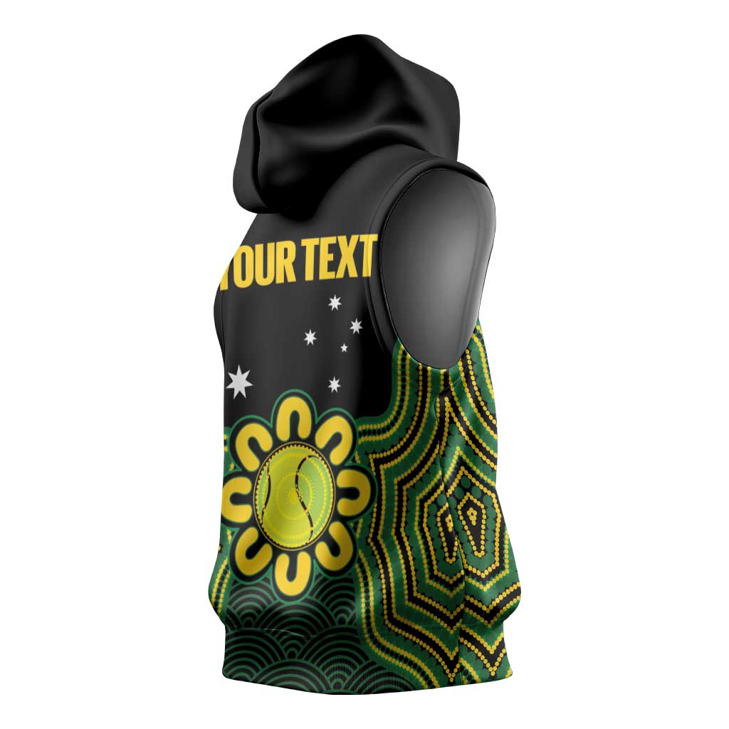 Personalised Australia Tennis Sleeveless Hoodie Go Aussie Aboriginal Art - Aussie Hoodie