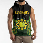Personalised Australia Tennis Sleeveless Hoodie Go Aussie Aboriginal Art - Aussie Hoodie