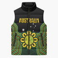 Personalised Australia Tennis Sleeveless Puffer Jacket Go Aussie Aboriginal Art - Aussie Hoodie
